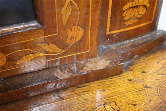 A 19th century Dutch walnut and marquetry corner vitrine, H.200cm